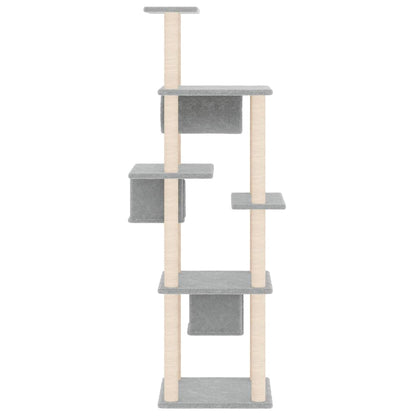 Albero per Gatti con Tiragraffi in Sisal Grigio Chiaro 169 cm - homemem39