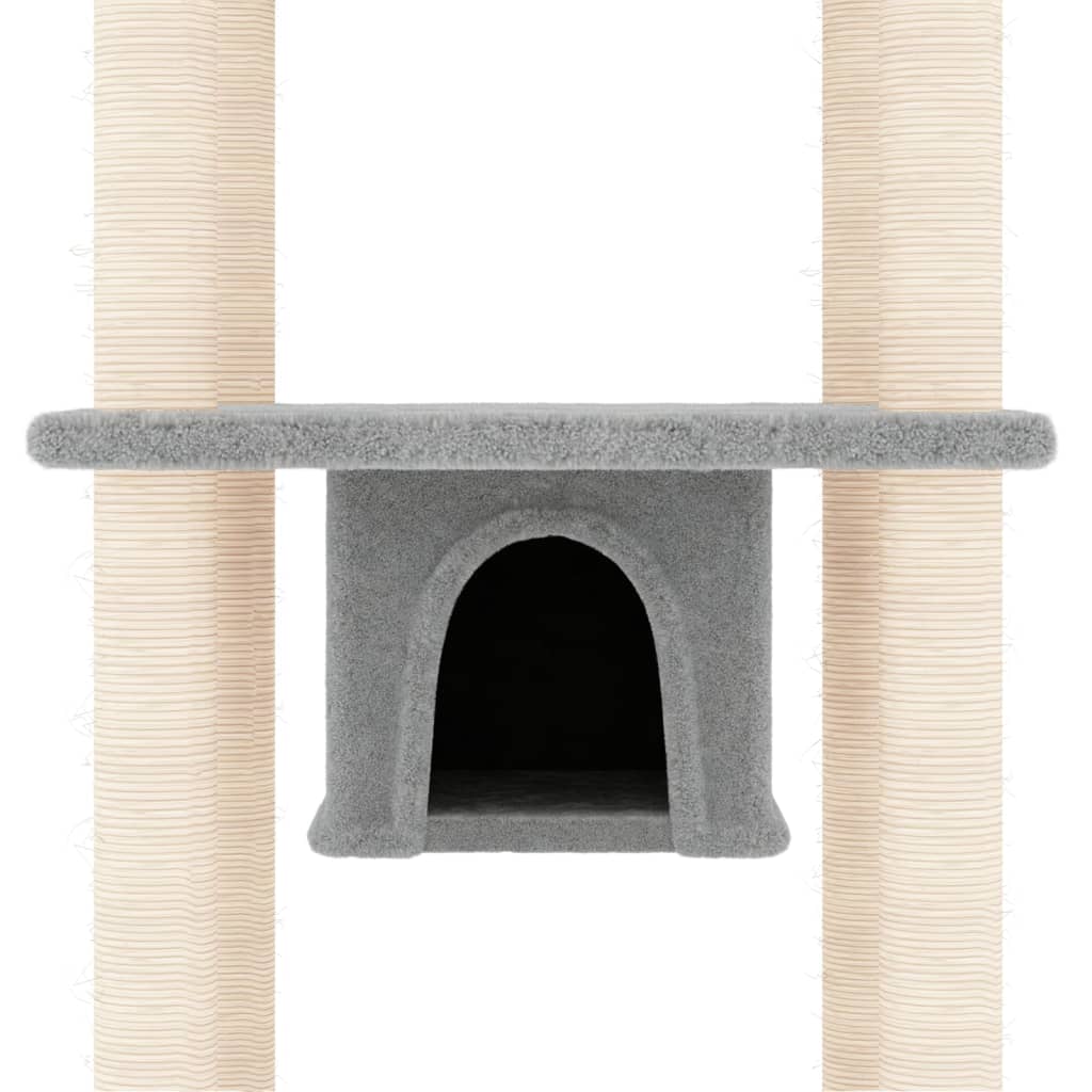 Albero per Gatti con Tiragraffi in Sisal Grigio Chiaro 169 cm - homemem39