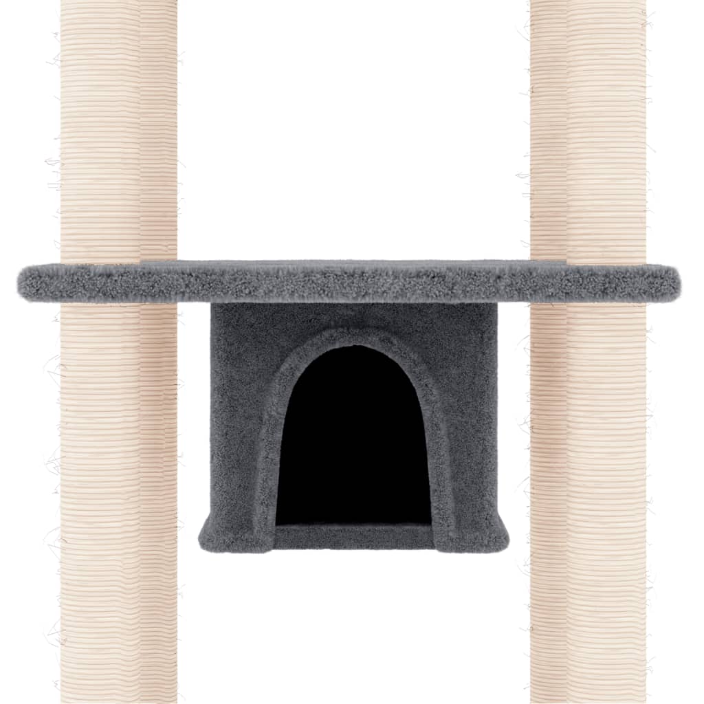 Albero per Gatti con Tiragraffi in Sisal Grigio Scuro 169 cm - homemem39