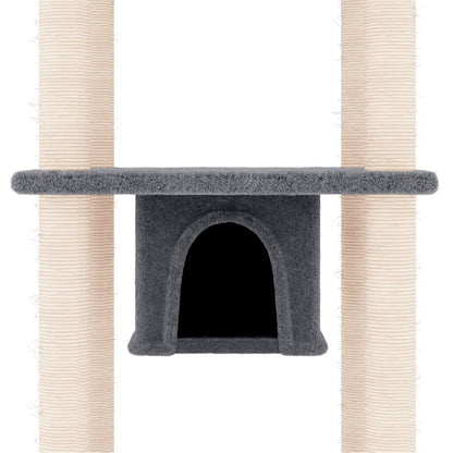 Albero per Gatti con Tiragraffi in Sisal Grigio Scuro 169 cm - homemem39