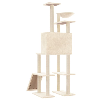 Albero per Gatti con Tiragraffi in Sisal Crema 166 cm - homemem39