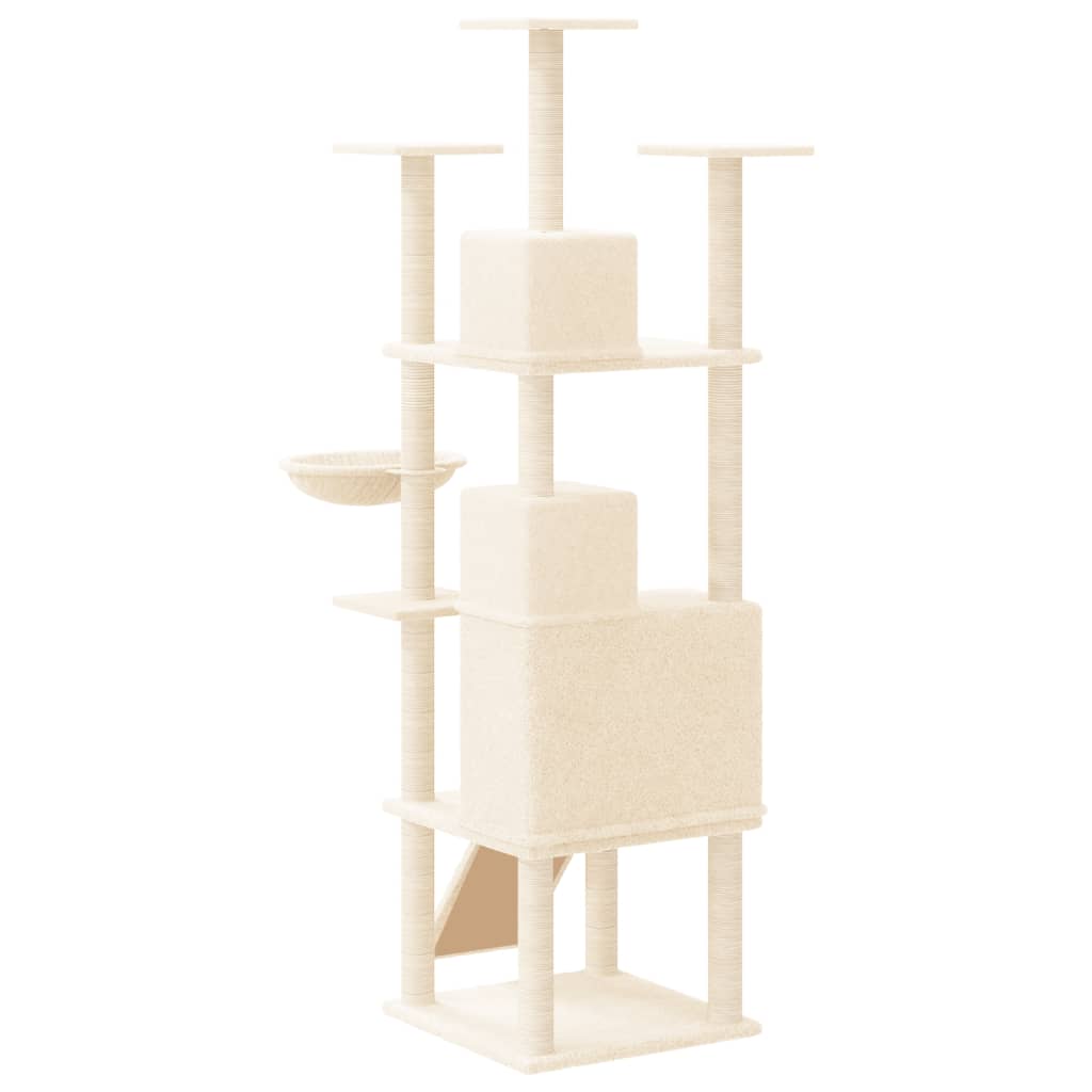 Albero per Gatti con Tiragraffi in Sisal Crema 175 cm - homemem39