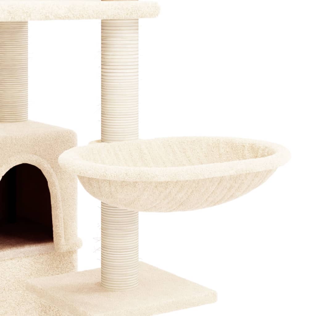 Albero per Gatti con Tiragraffi in Sisal Crema 175 cm - homemem39