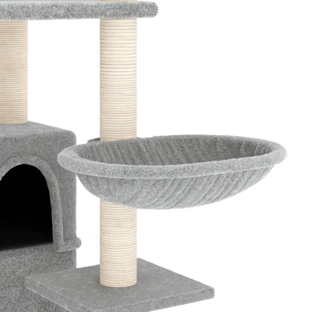 Albero per Gatti con Tiragraffi in Sisal Grigio Chiaro 175 cm - homemem39