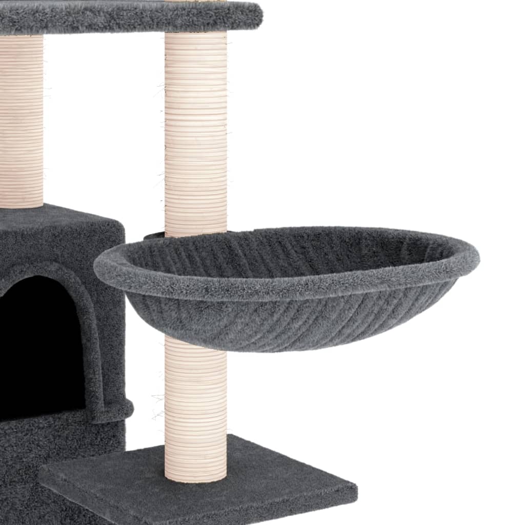 Albero per Gatti con Tiragraffi in Sisal Grigio Scuro 175 cm - homemem39