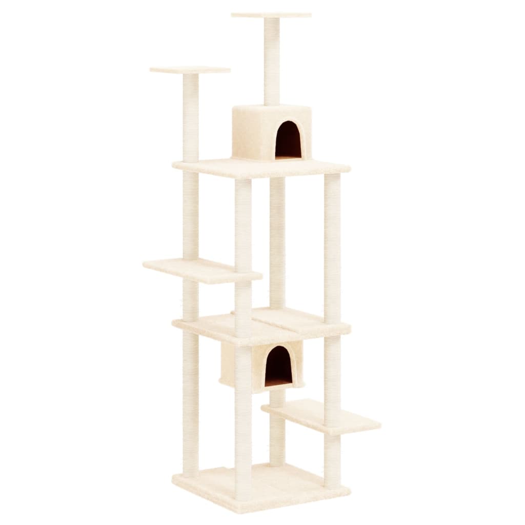 Albero per Gatti con Tiragraffi in Sisal Crema 176 cm - homemem39