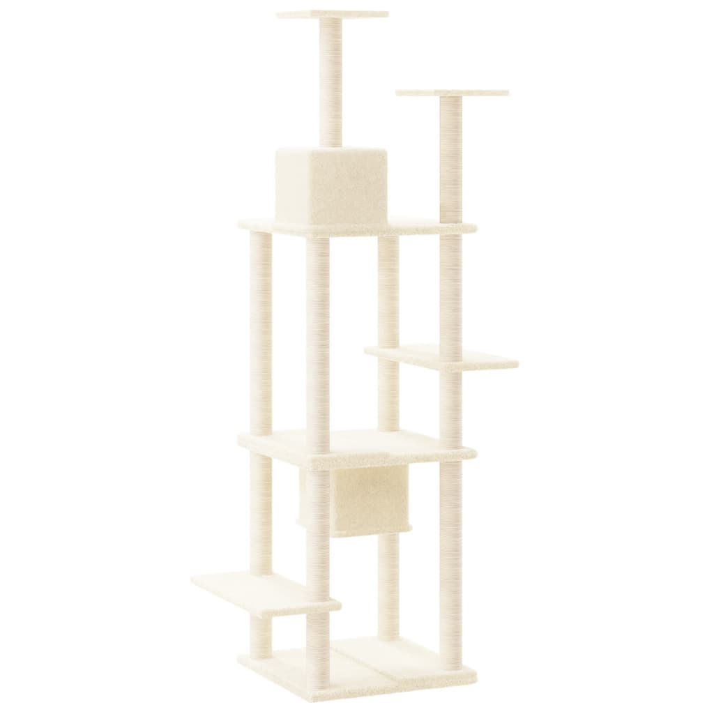 Albero per Gatti con Tiragraffi in Sisal Crema 176 cm - homemem39