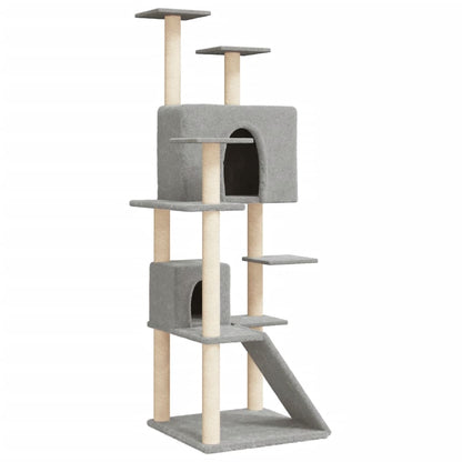 Albero per Gatti con Tiragraffi in Sisal Grigio Chiaro 153 cm - homemem39