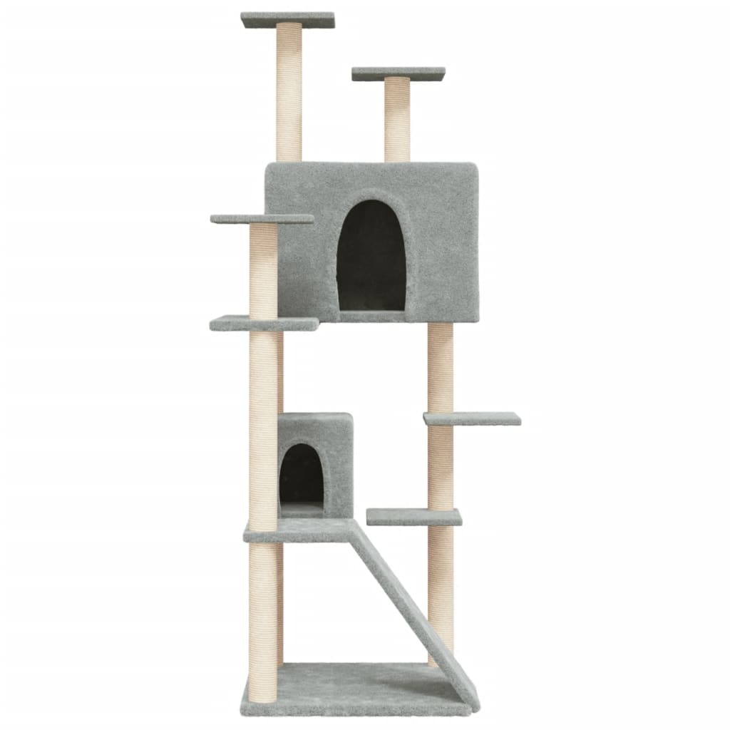 Albero per Gatti con Tiragraffi in Sisal Grigio Chiaro 153 cm - homemem39