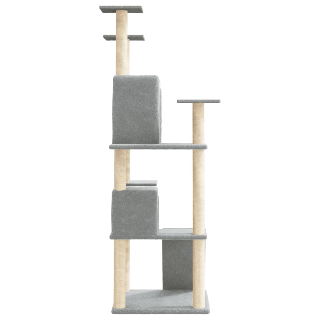 Albero per Gatti con Tiragraffi in Sisal Grigio Chiaro 153 cm - homemem39