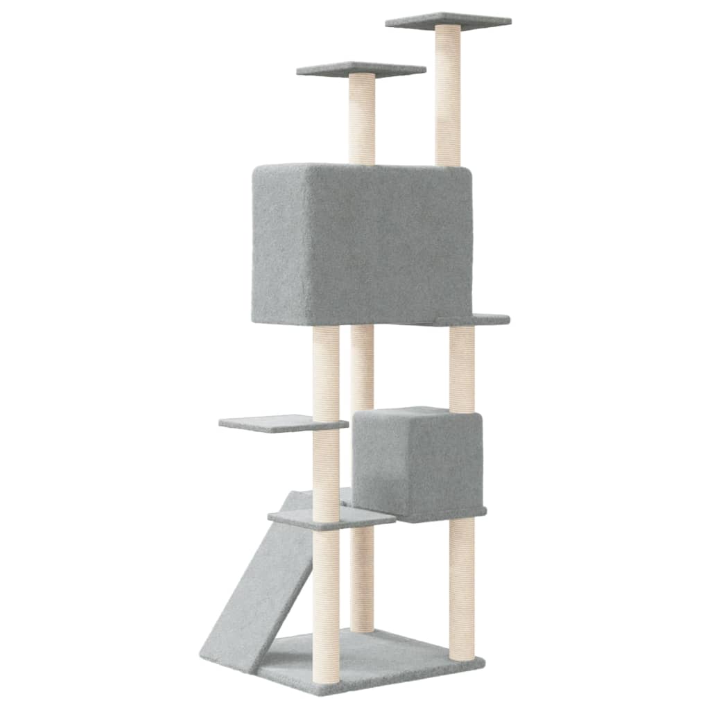 Albero per Gatti con Tiragraffi in Sisal Grigio Chiaro 153 cm - homemem39