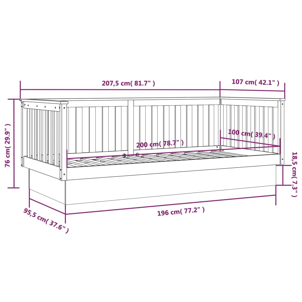 Dormeuse Miele 100x200 cm in Legno Massello di Pino - homemem39