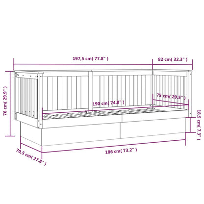 Dormeuse Marrone Miele 75x190 cm in Legno Massello di Pino - homemem39