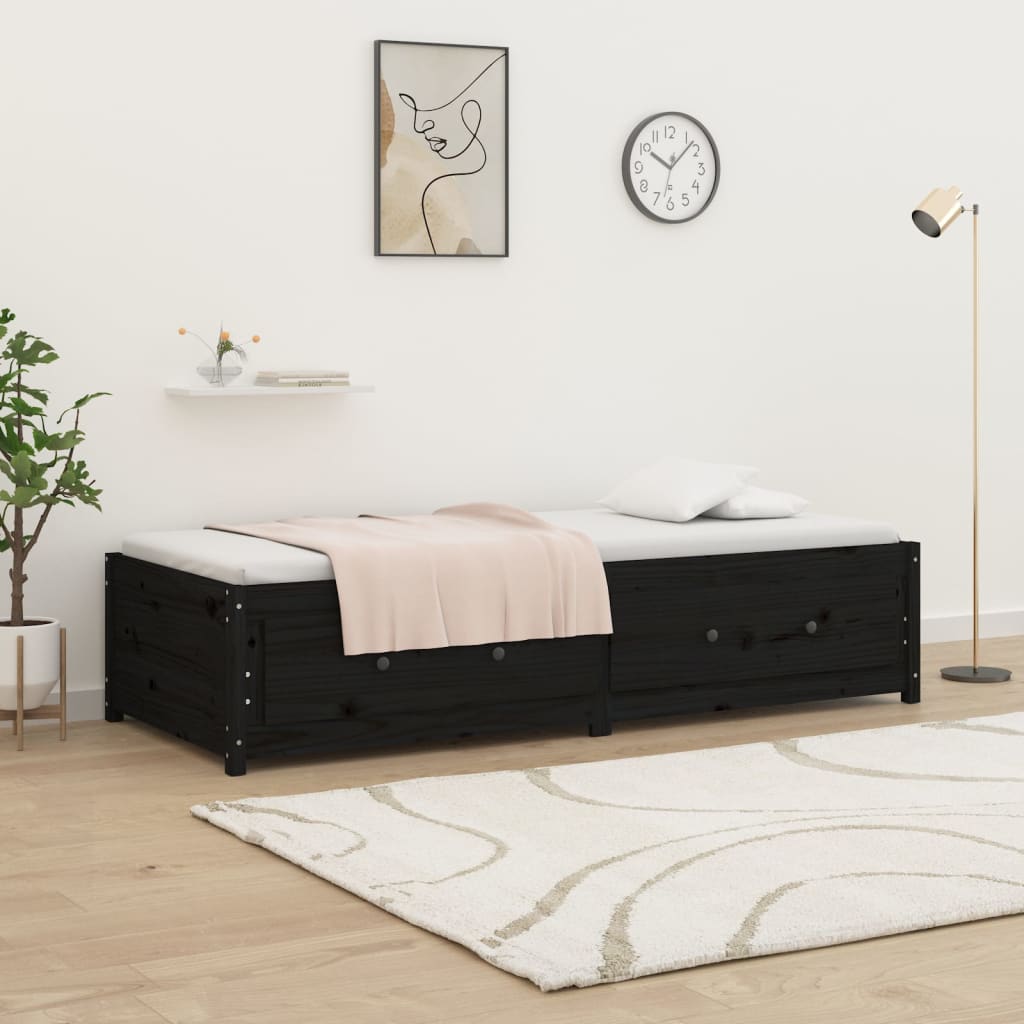 Dormeuse Nera 75x190cm 2FT6 Small Single Legno Massello di Pino - homemem39