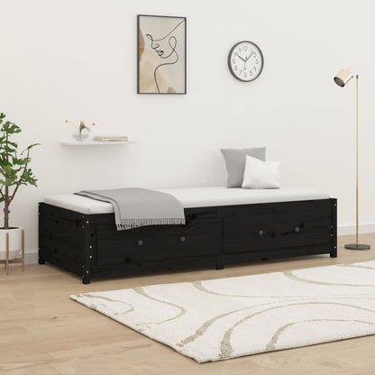 Dormeuse Nera 75x190cm 2FT6 Small Single Legno Massello di Pino - homemem39