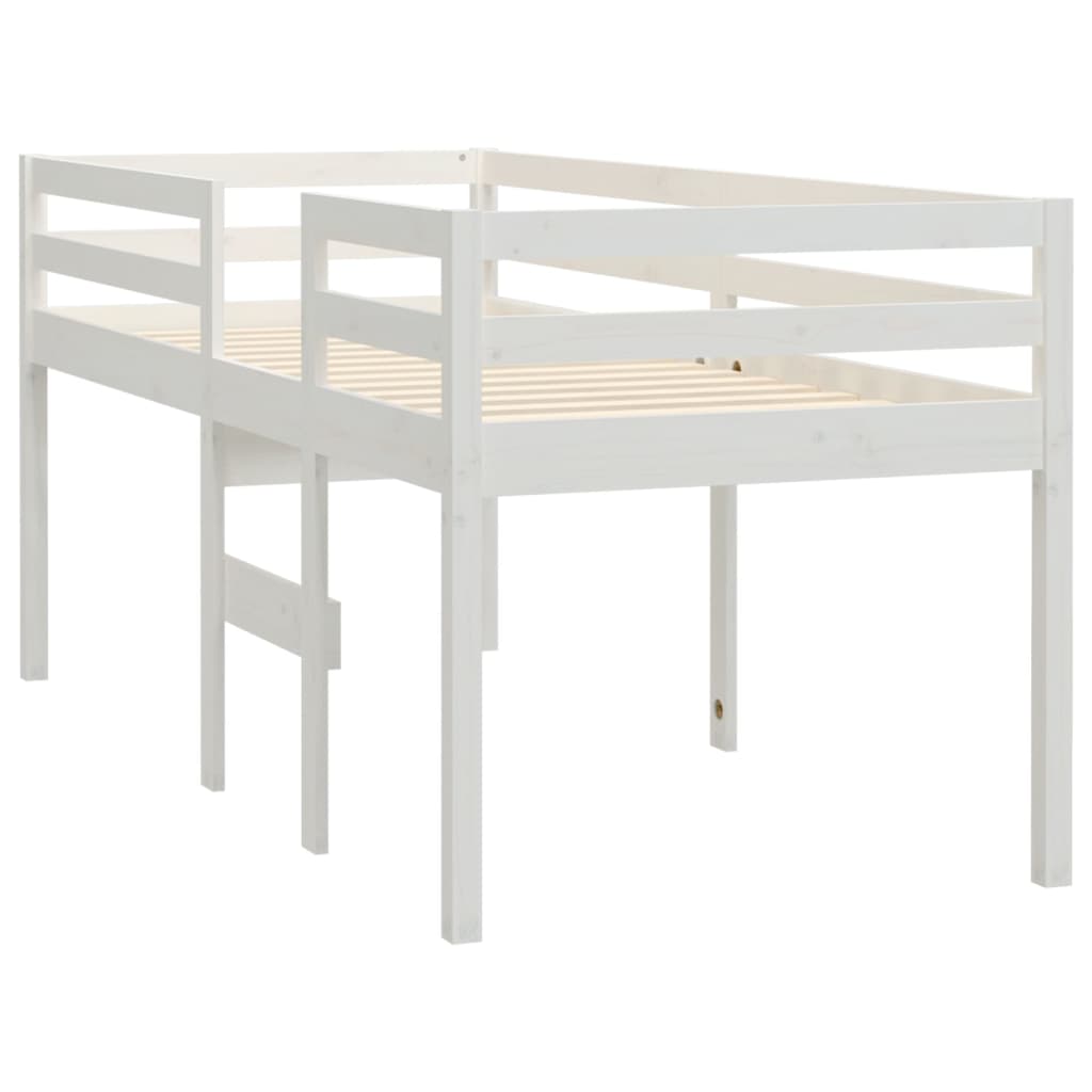 Letto a Soppalco Bianco 90x190 cm in Legno Massello di Pino - homemem39