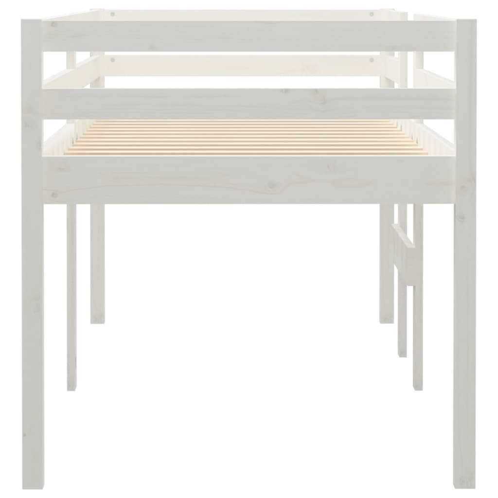 Letto a Soppalco Bianco 90x190 cm in Legno Massello di Pino - homemem39