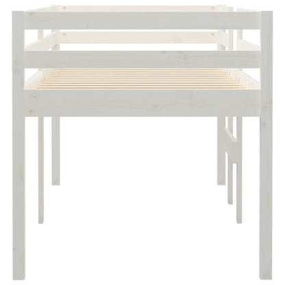 Letto a Soppalco Bianco 75x190 cm in Legno Massello di Pino - homemem39