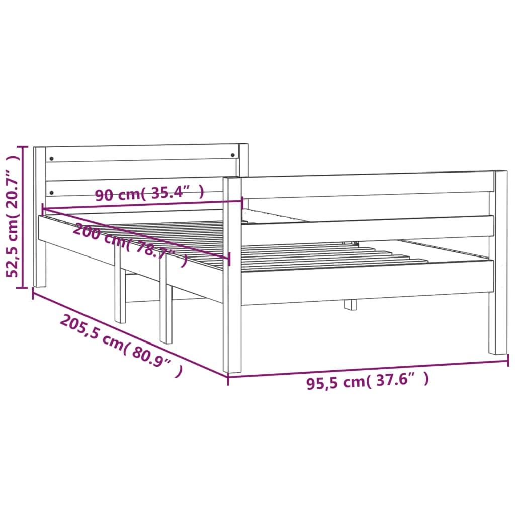 Giroletto 90x200 cm in Legno Massello di Pino - homemem39