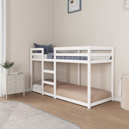 Letto a Castello Bianco 75x190 cm in Legno Massello di Pino - homemem39