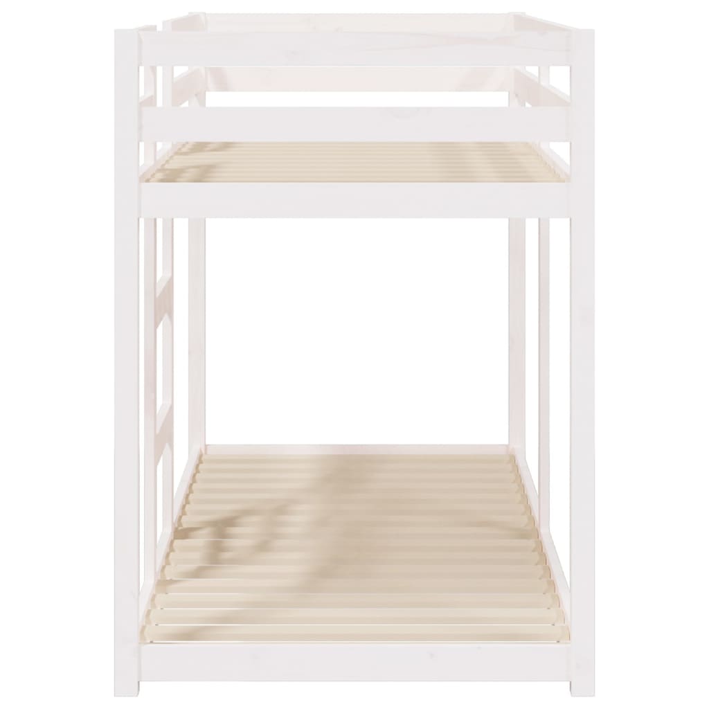 Letto a Castello Bianco 75x190 cm in Legno Massello di Pino - homemem39