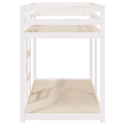 Letto a Castello Bianco 75x190 cm in Legno Massello di Pino - homemem39