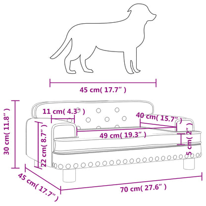 Lettino per Cani Nero 70x45x30 cm in Similpelle - homemem39