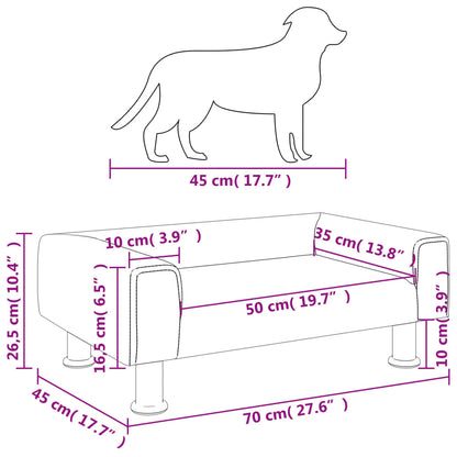 Lettino per Cani Grigio Scuro 70x45x26,5 cm in Velluto - homemem39