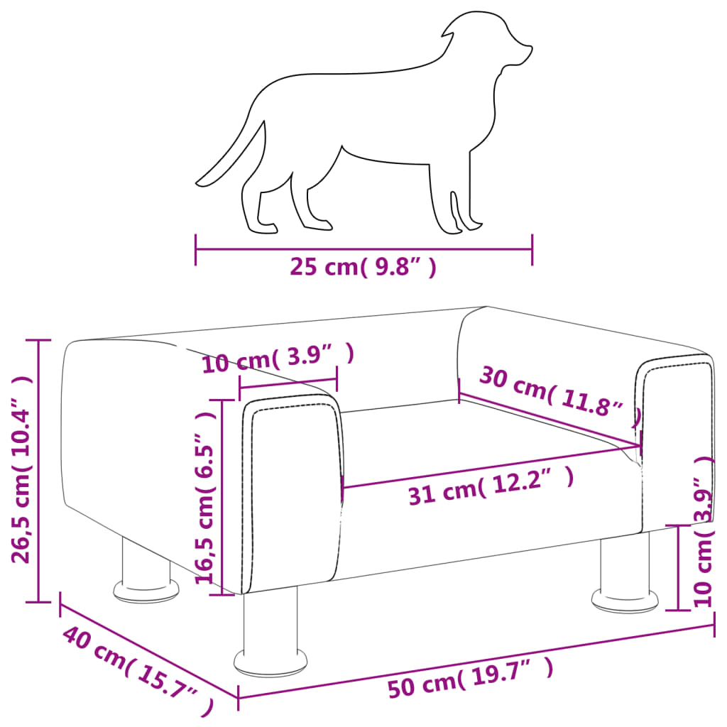 Lettino per Cani Crema 50x40x26,5 cm in Velluto - homemem39