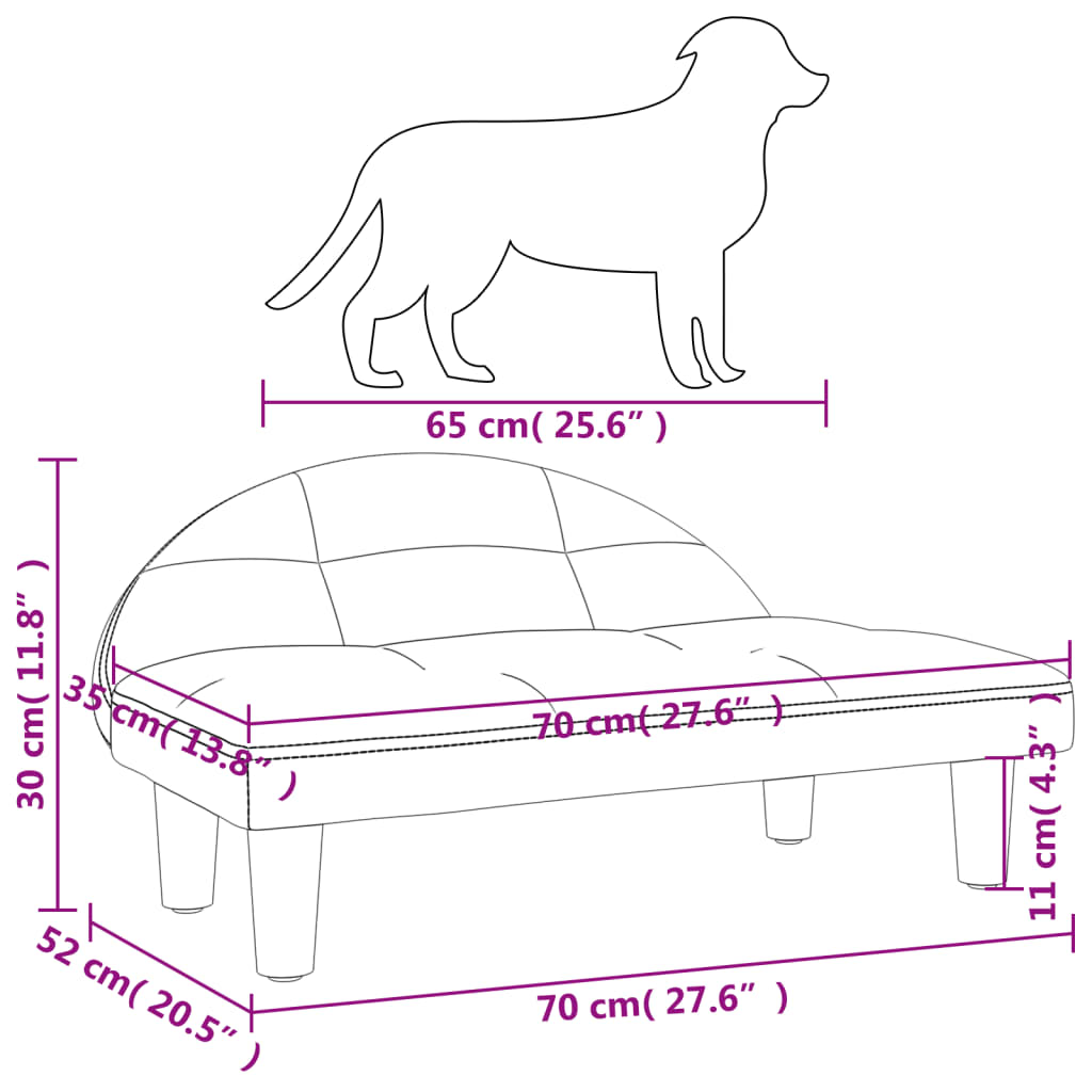 Lettino per Cani Grigio Chiaro 70x52x30 cm in Tessuto - homemem39