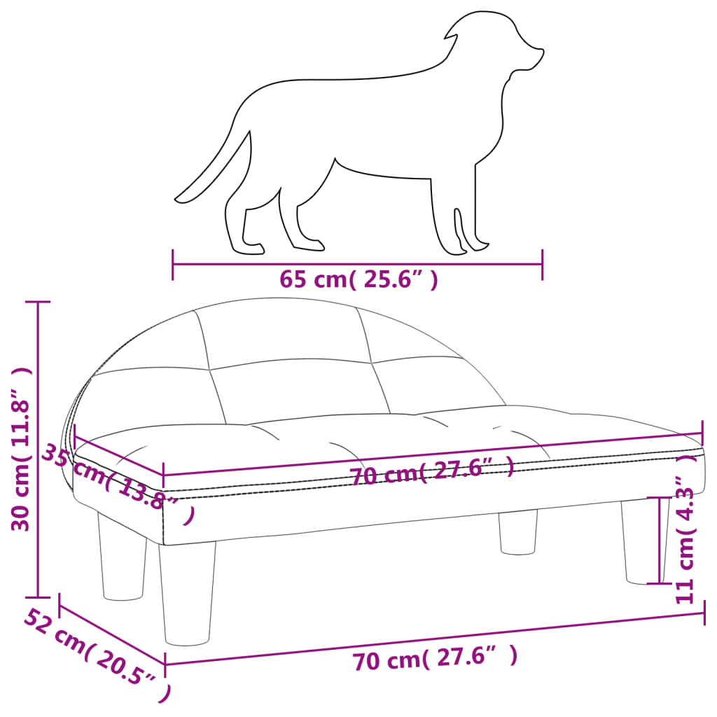 Lettino per Cani Grigio Chiaro 970x52x30 cm in Velluto - homemem39