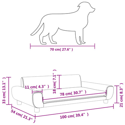 Lettino per Cani Grigio Scuro 100x54x33 cm in Velluto - homemem39