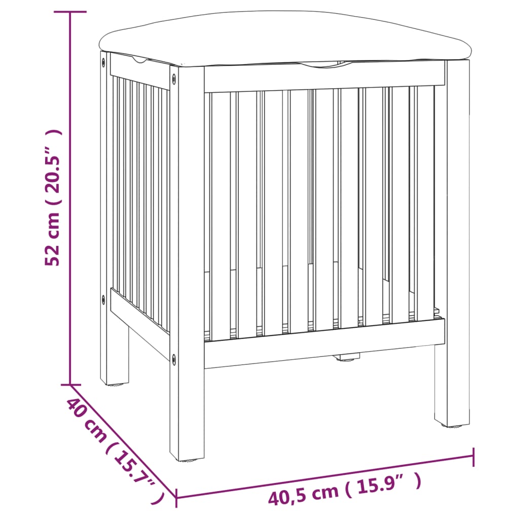 Sgabello da Bagno 40,5x40x52 cm in Legno Massello di Noce - homemem39