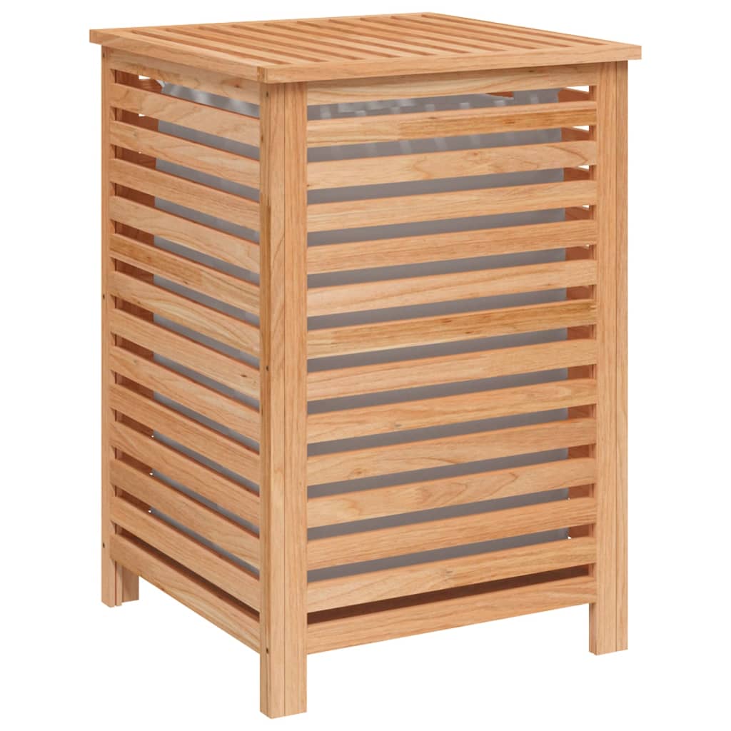 Cesto del Bucato 45x45x65 cm Legno Massello di Noce - homemem39