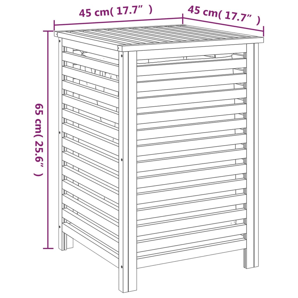 Cesto del Bucato 45x45x65 cm Legno Massello di Noce - homemem39