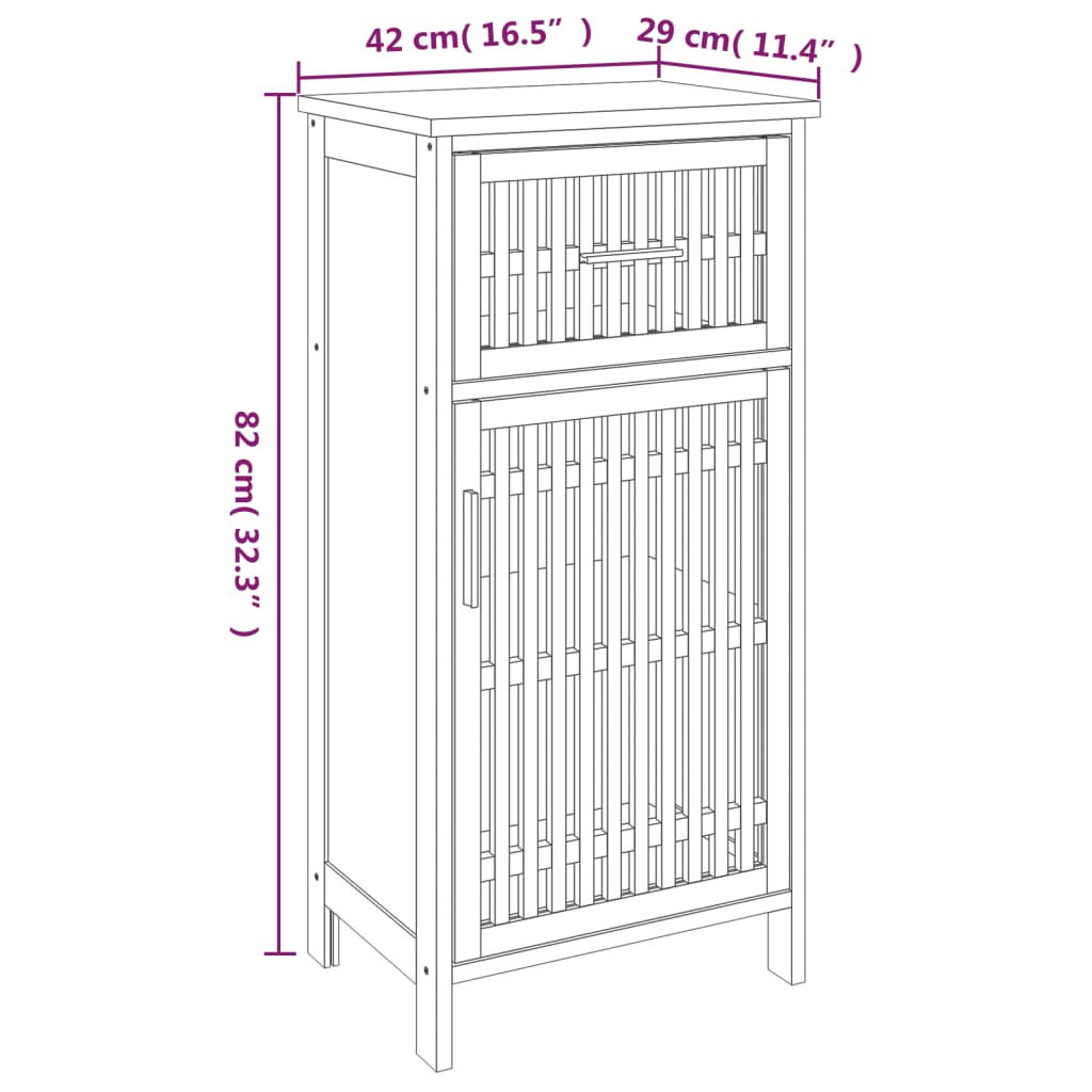 Armadietto da Bagno 42x29x82 cm in Legno Massello di Noce - homemem39