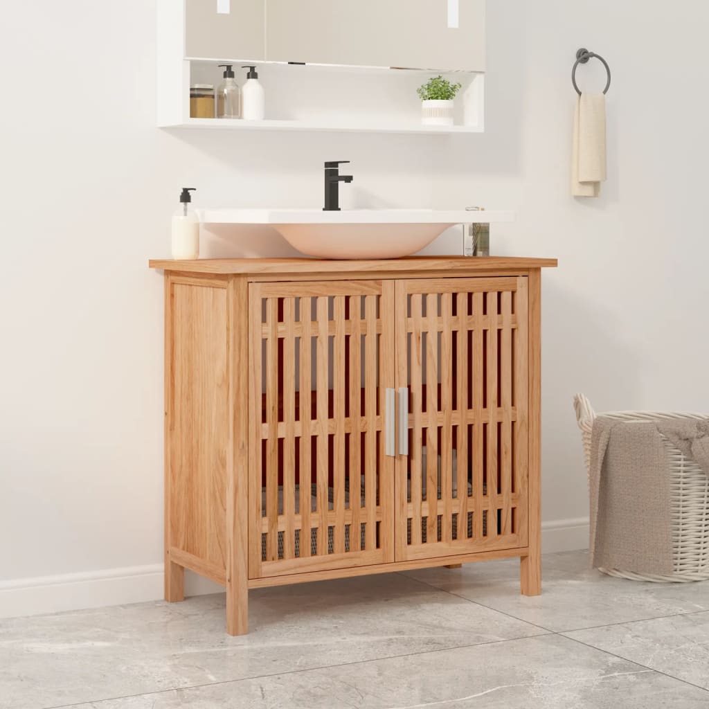 Mobile Lavabo da Bagno 66x29x61,5cm Legno Massello di Noce - homemem39