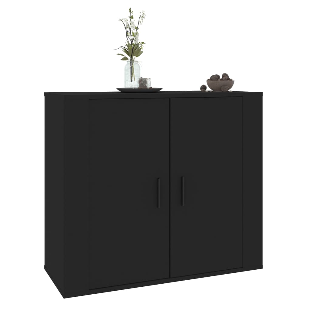 Credenza Nera 80x33x70 cm in Legno Multistrato - homemem39