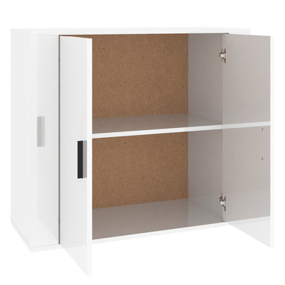 Credenza Bianco Lucido 80x33x70 cm in Legno Multistrato - homemem39