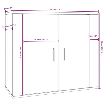 Credenza Bianco Lucido 80x33x70 cm in Legno Multistrato - homemem39