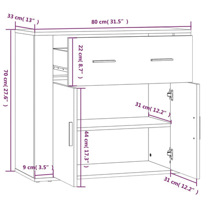 Credenza Bianca 80x33x70 cm in Legno Multistrato - homemem39