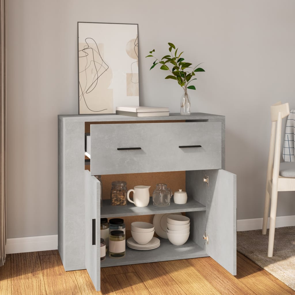 Credenza Grigio Cemento 80x33x70 cm in Legno Multistrato - homemem39