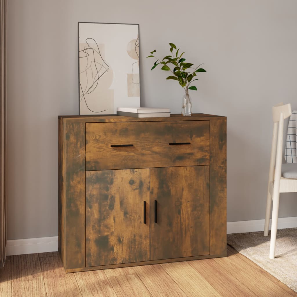 Credenza Rovere Fumo 80x33x70 cm in Legno Multistrato - homemem39