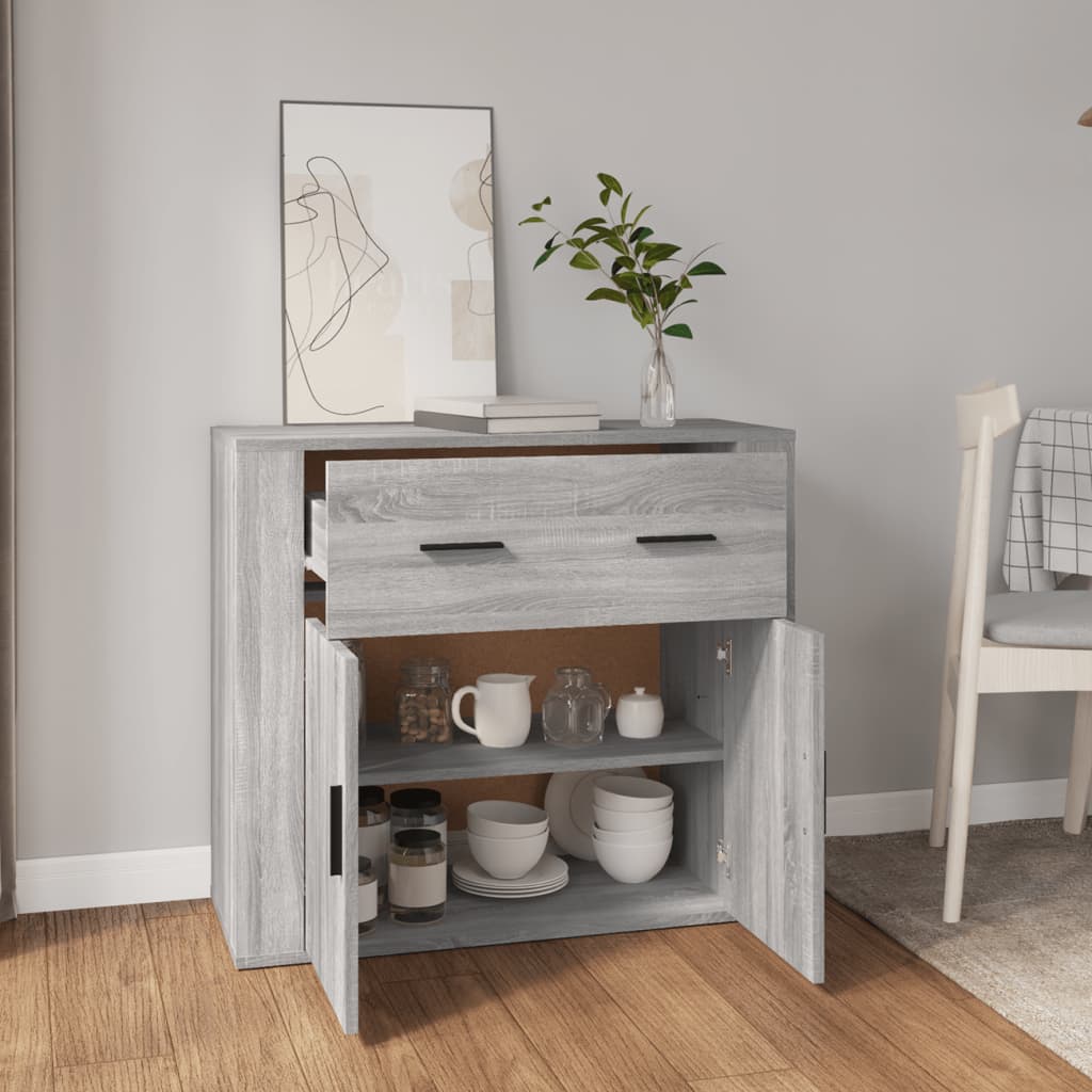 Credenza Grigio Sonoma 80x33x70 cm in Legno Multistrato - homemem39