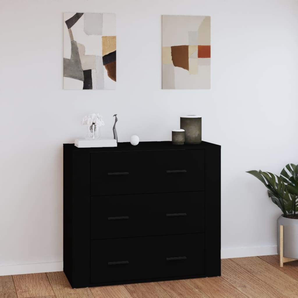 Credenza Nera 80x33x70 cm in Legno Multistrato - homemem39