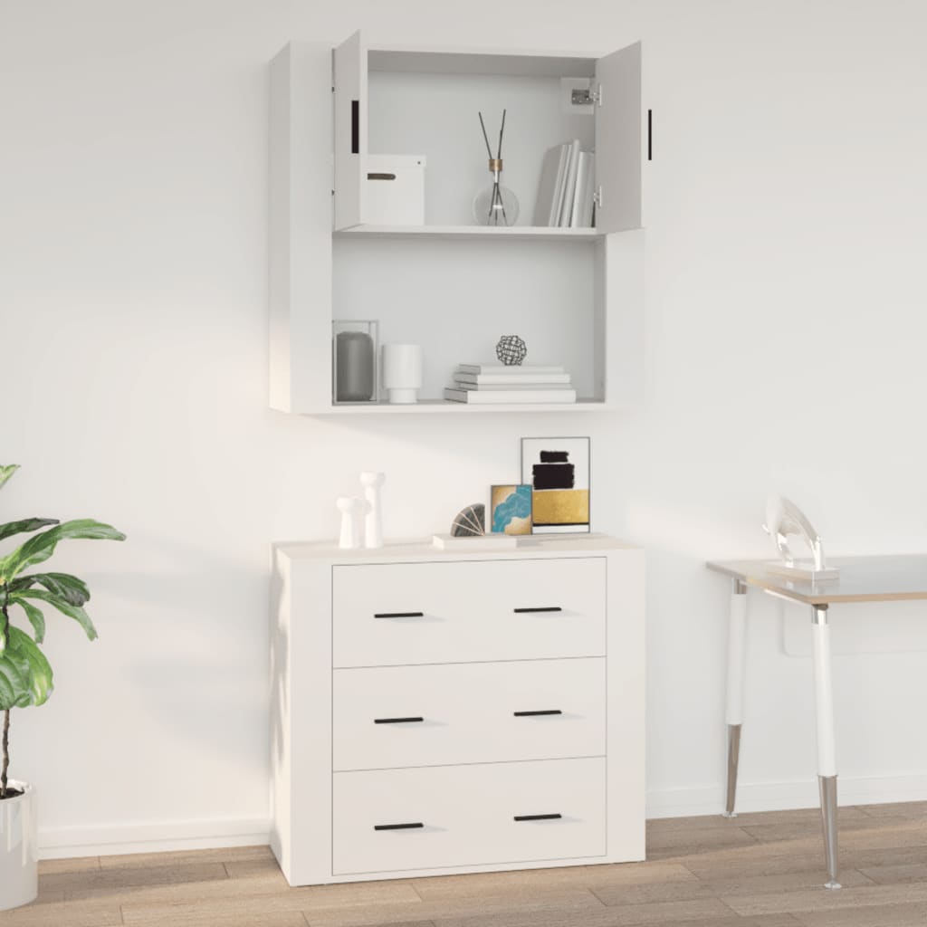 Mobile a Parete Bianco 80x33x80 cm in Legno Multistrato - homemem39