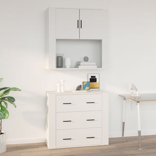 Mobile a Parete Bianco 80x33x80 cm in Legno Multistrato - homemem39