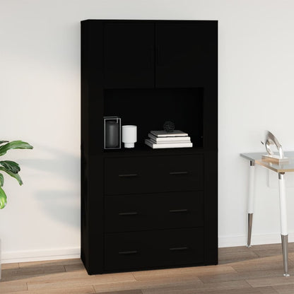 Mobile a Parete Nero 80x33x80 cm in Legno Multistrato - homemem39