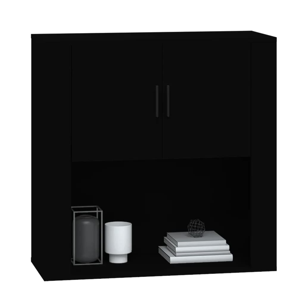 Mobile a Parete Nero 80x33x80 cm in Legno Multistrato - homemem39