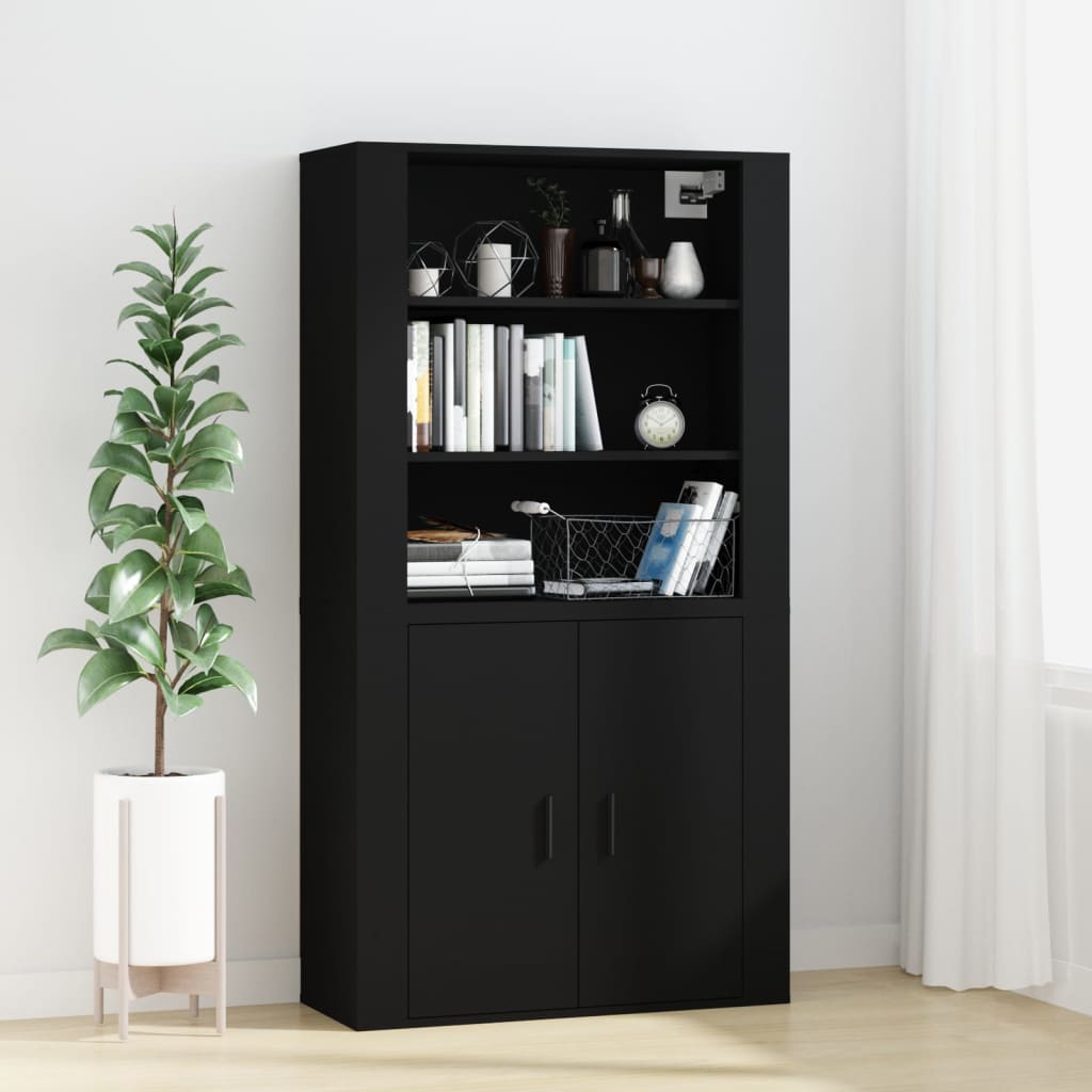 Mobile a Parete Nero 80x33x80 cm in Legno Multistrato - homemem39